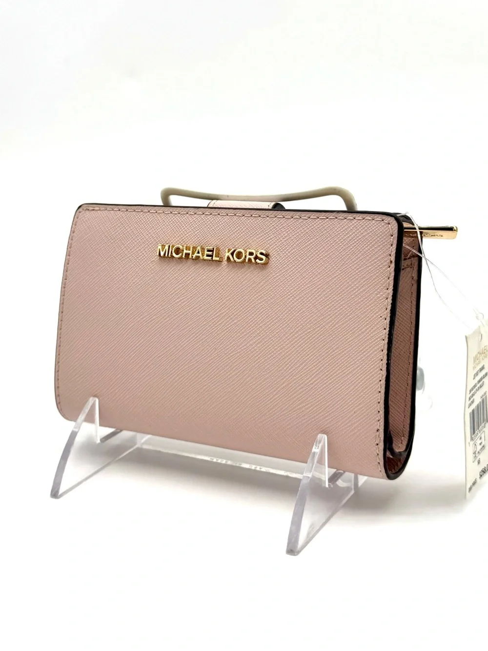 Michael Kors Bifold Zip Chain Wallet Optic White